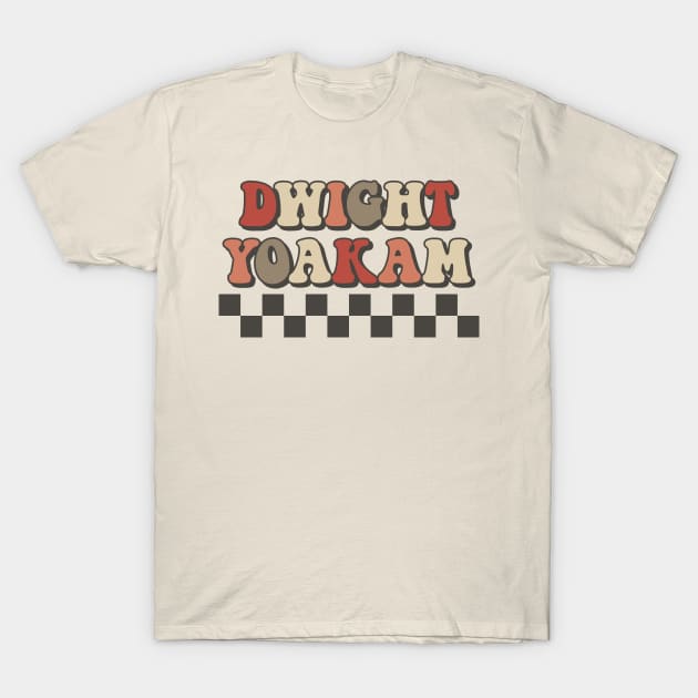 Dwight Yoakam Checkered Retro Groovy Style T-Shirt by Lucas Bearmonster